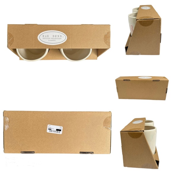 Rae Dunn MINE YOURS Mug Set White Red Large Letters Dimples NWT NIB OG 2017 - Picture 3 of 17